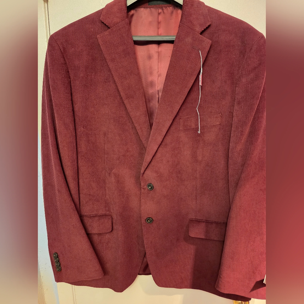 Michael Kors Men's Modern Fit Stretch Corduroy Blazer Burgundy